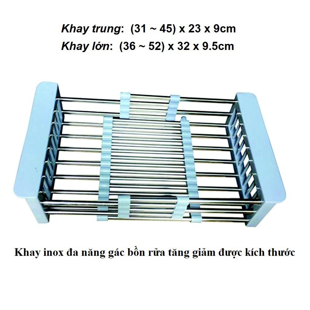 Khay Inox gác lên bồn rửa tiện lợi Điều Chỉnh được kích thước