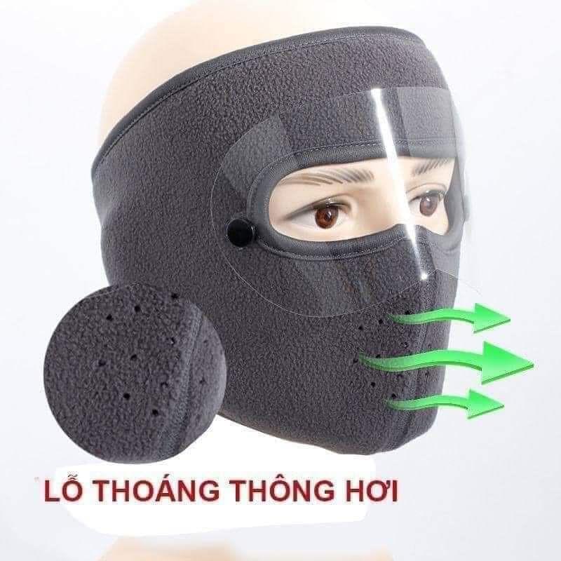 Khẩu trang ninja lót nỉ kèm kính