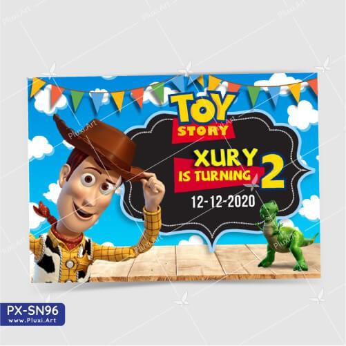 Thiệp thôi nôi – sinh nhật Câu chuyện đồ chơi Pluxi