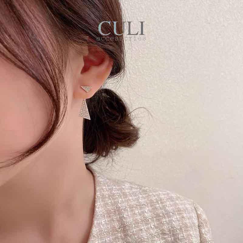 Khuyên tai dáng dài hình tam giác kết đá sang trọng HT655 - Culi accessories