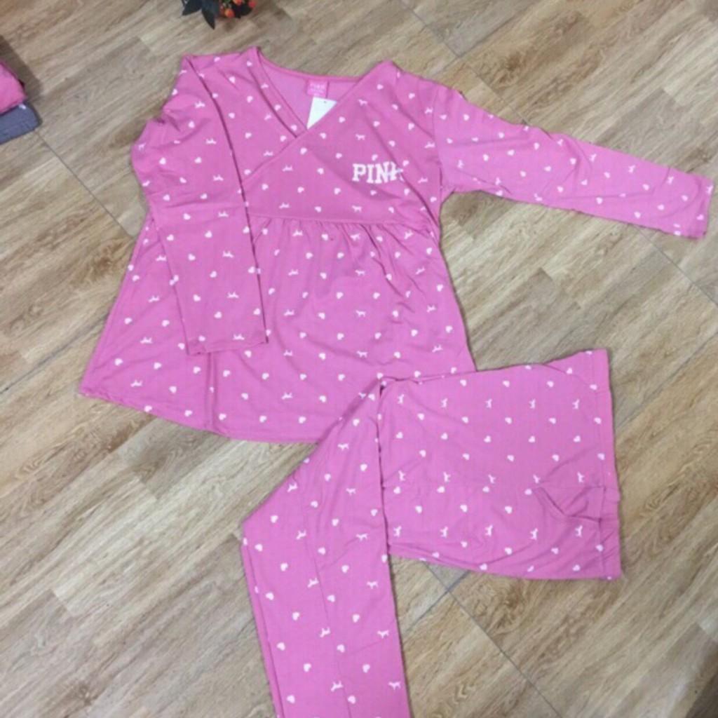 Bộ bầu pink vạt chéo cho con ti dễ dàng - Bộ mặc bầu và sau sinh