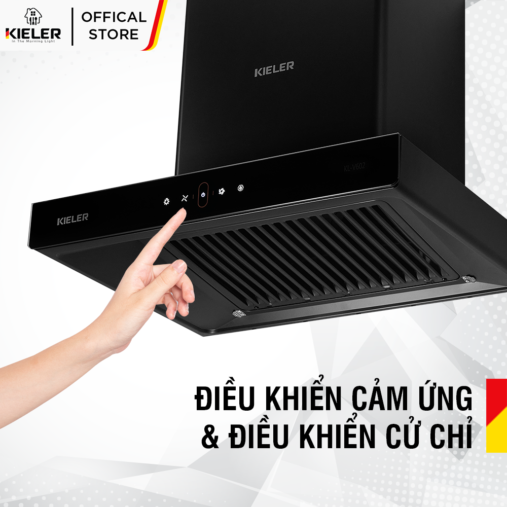 Máy hút mùi gắn tường Kieler KL-V602 điều khiển cảm ứng, tự làm sạch khô thông minh - Hàng Chính Hãng Miễn Phí Vận Chuyển Và Lắp Đặt