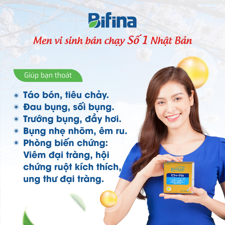 [COMBO 4  HỘP] Men vi sinh Bifina EX 7 gói - dành cho người viêm đại tràng, hội chứng ruột kích thích