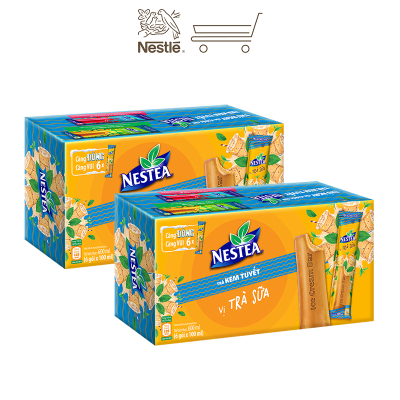 Combo 2 hộp trà kem tuyết Nestea vị trà sữa (Hộp 6 gói x 85ml)