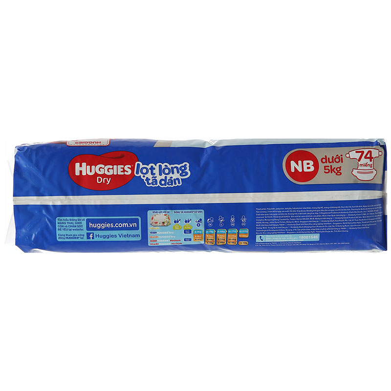 Tã dán sơ sinh Huggies size NB 74 miếng (dưới 5kg)