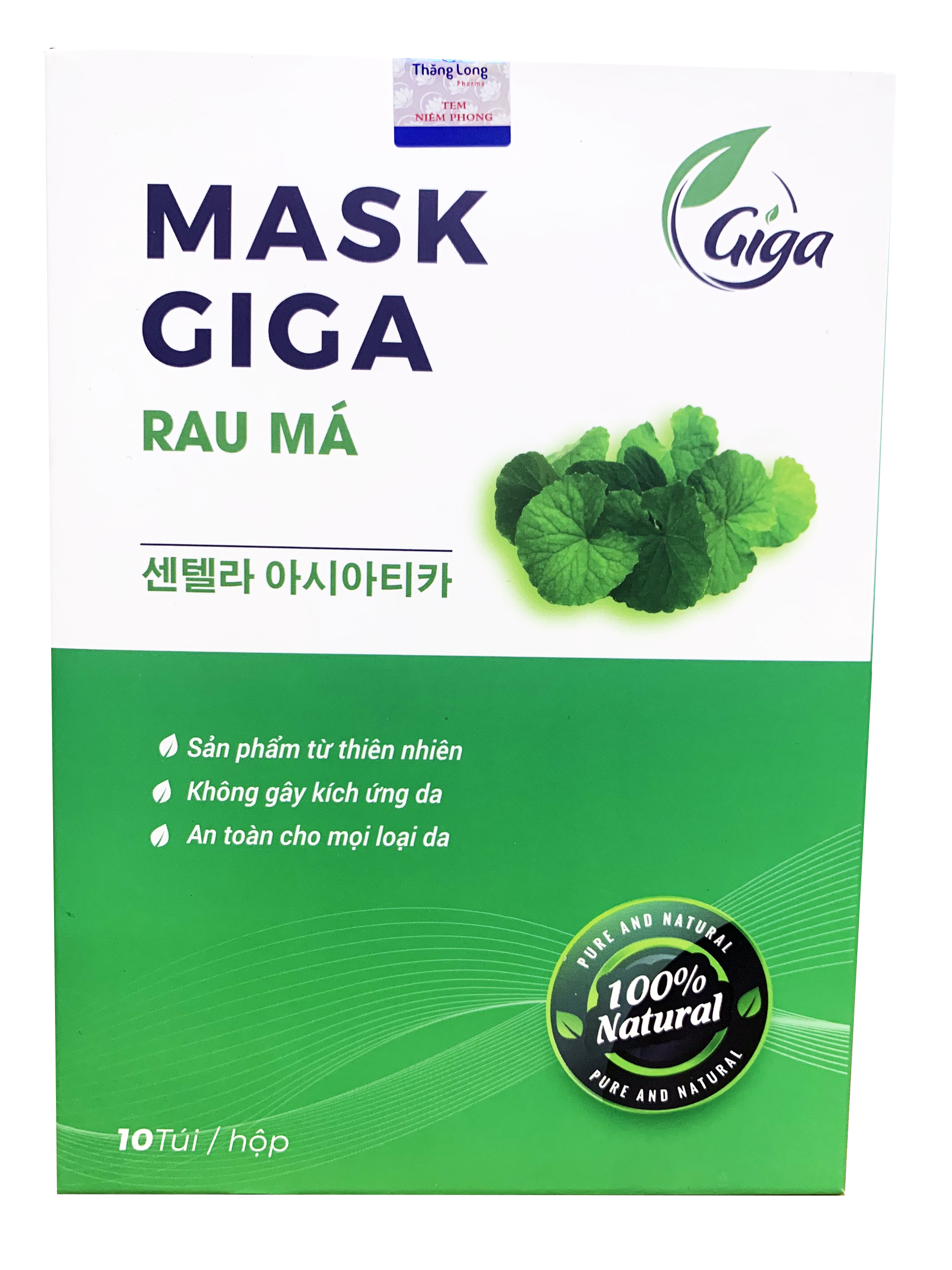 Mặt Nạ Tái Sinh Tinh Chất Rau Má Giga- Giúp Giữ Ẩm Làm Trắng, Giảm Thâm Sạm Da
