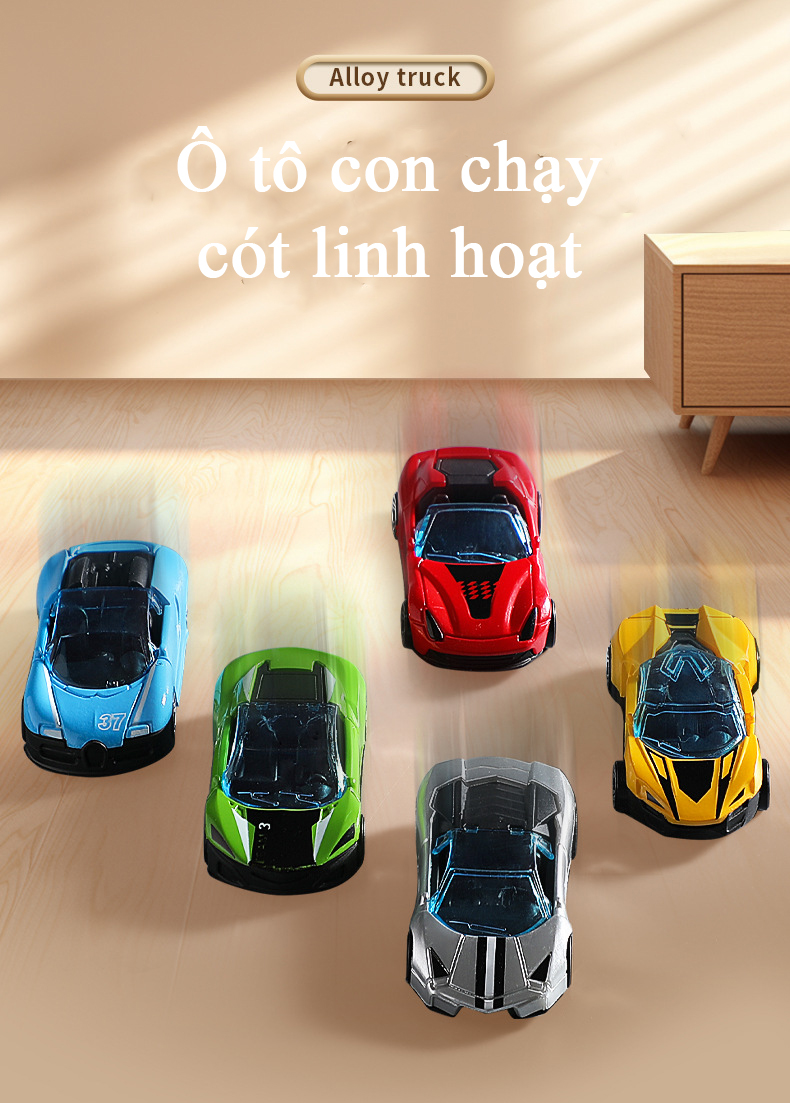 Đồ chơi xe container chở xe ô tô có hộp lưu trữ tháo rời đầu bằng hợp kim chạy cót