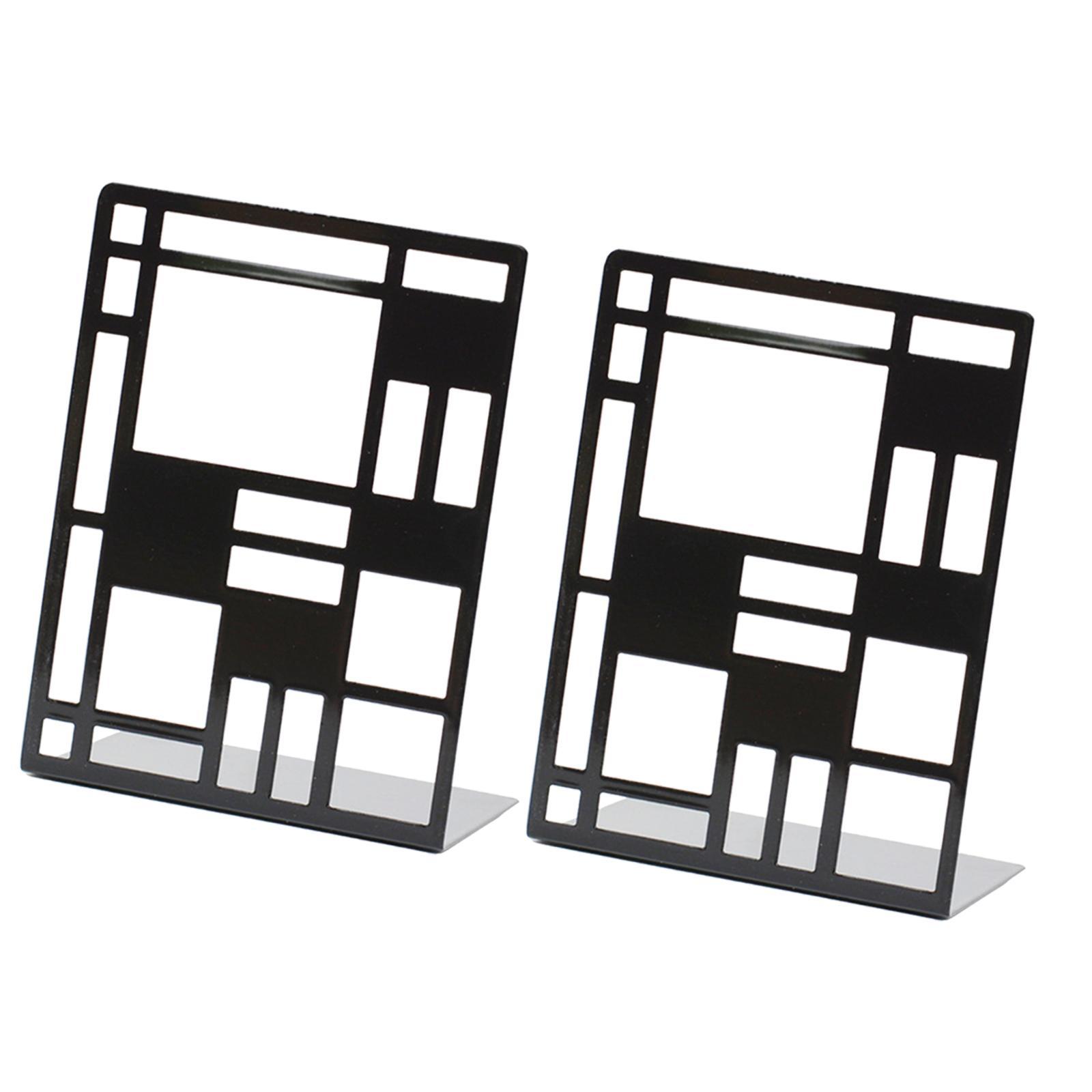 2 Pieces Bookends, Non Slip Bookend Book Holder Shelves Book Support Heavy Duty Metal Bookends Decorative Bookends for Home Bookshelf Decor