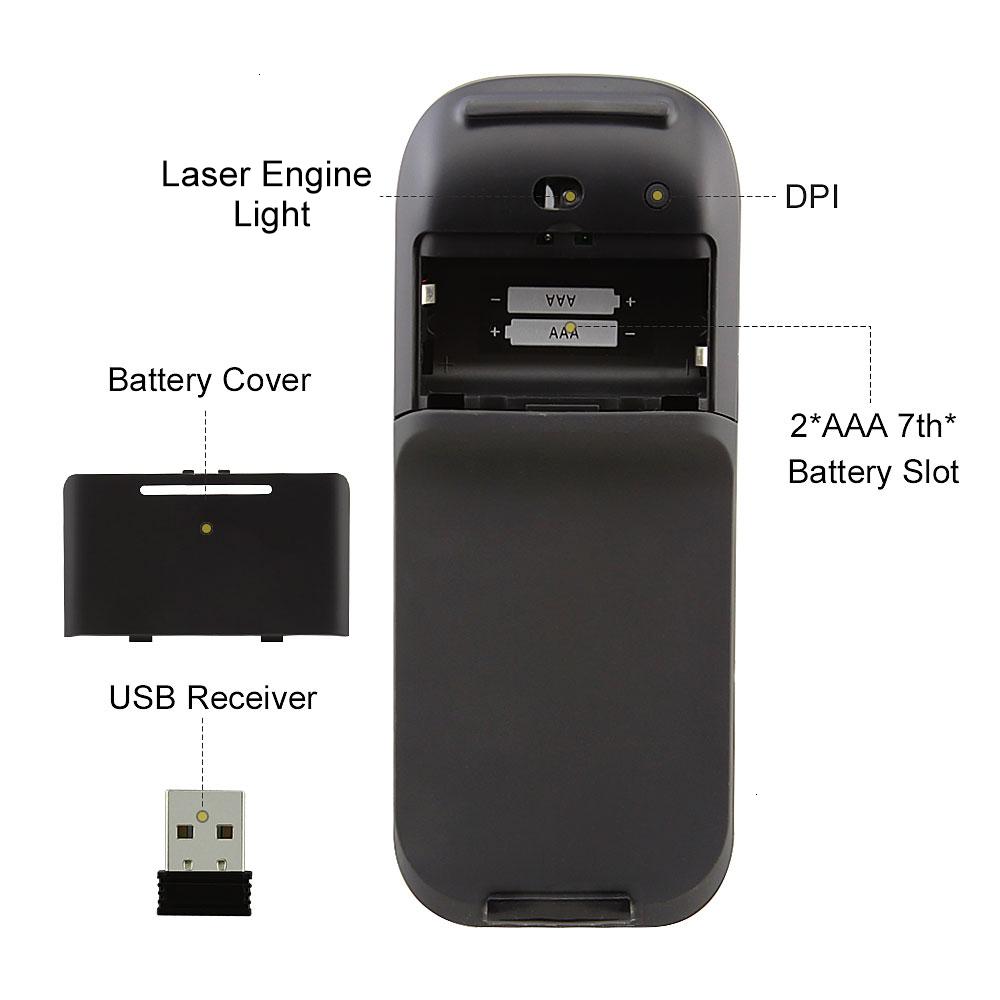 Chuột Máy Tính Không Dây Im Lặng Công Thái USB Mause Hồ Quang Cảm Ứng Có Thể Gập Lại Nhỏ Laser Cầm Tay 3D Chuột 1600 DPI Cho Microsoft Mạc máy Tính
