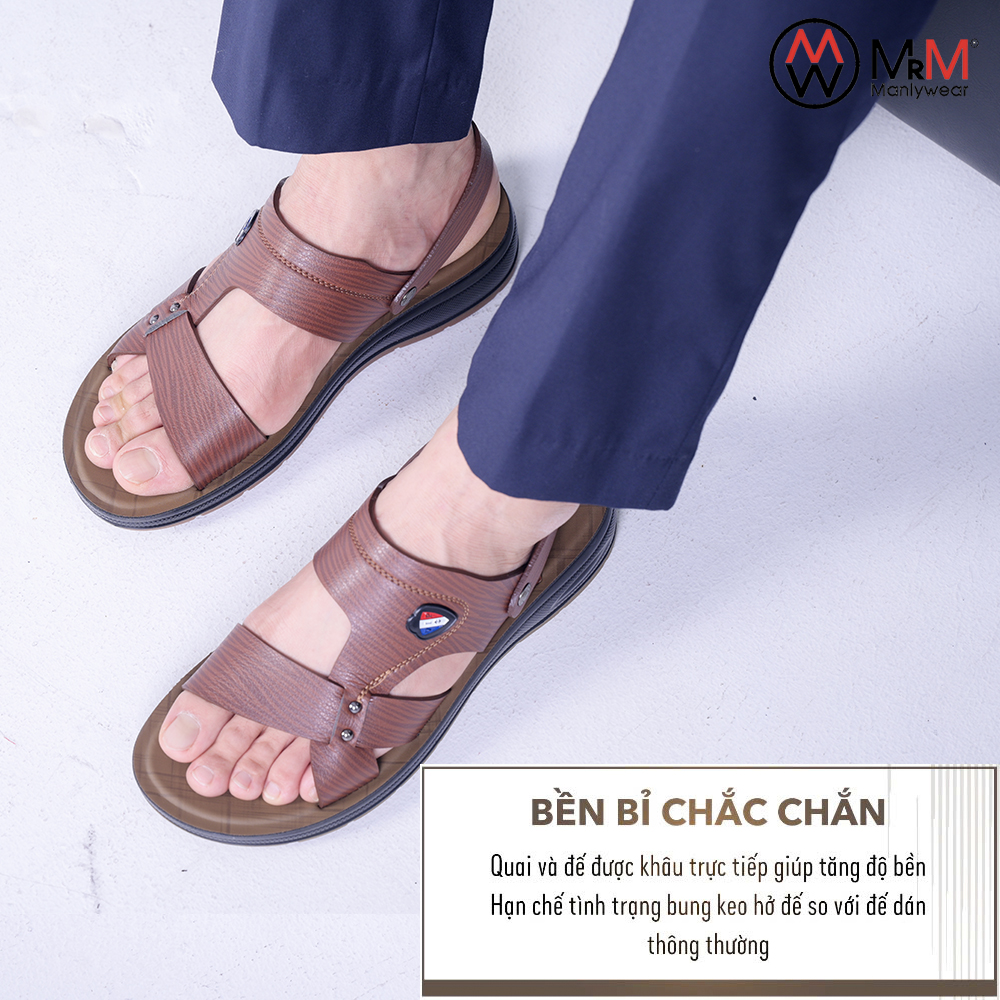 Dép Sandal Nam Da Bò - DC05 Đế Cao Đúc Nguyên Khối, Đường Khâu Chắc Chắn, Đế Massage Mềm Mại Êm Chân