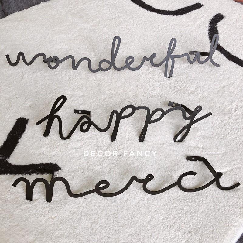 Chữ sắt treo tường trang trí nhà, Chữ wonderful, love, hello, happy, home, merci