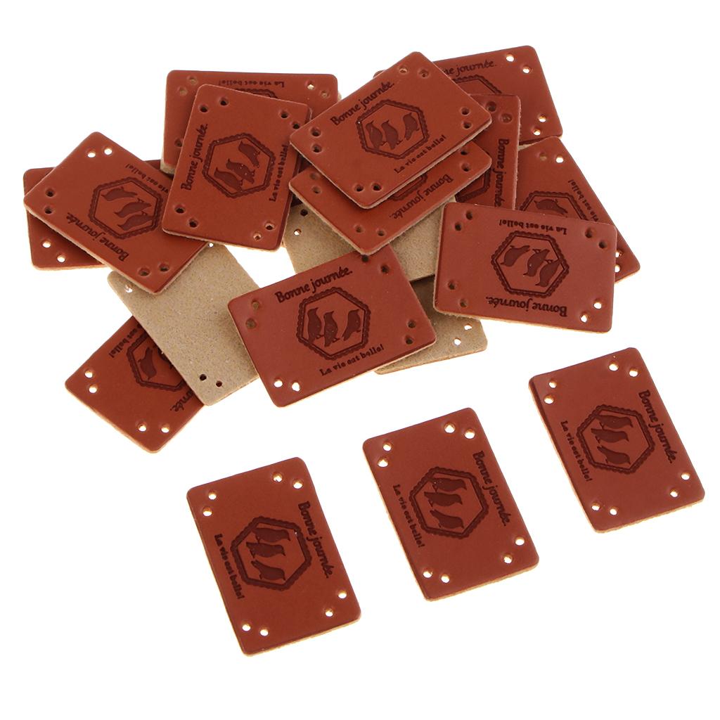 20 Miếng PU Leather Nhãn Handmade Tag Nhãn Embellishments Đồ Trang Trí