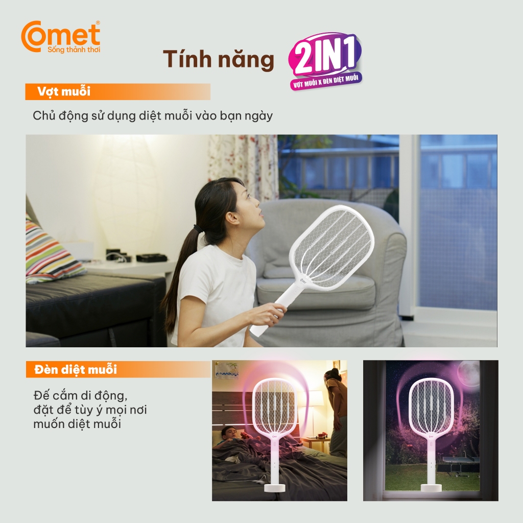 Vợt Muỗi Comet Tuổi Thọ Cao Lỗi 1 Đổi 1 Trong 6 Tháng