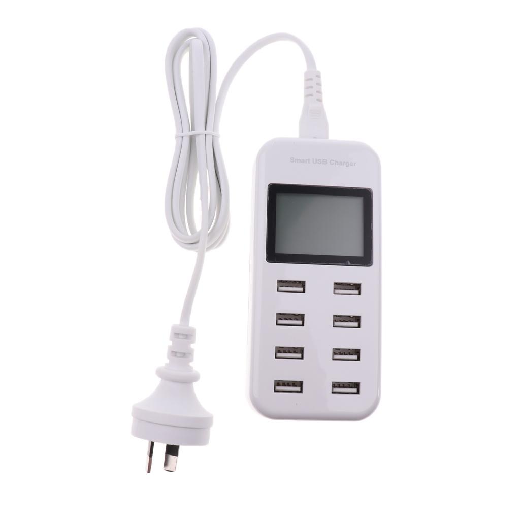1X AU Plug High Speed 8 USB Ports USB Power Charge Adapter With LCD Screen