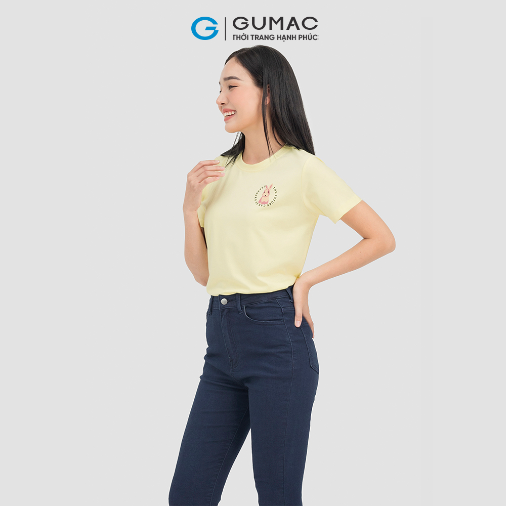 Áo thun nữ GUMAC ATC07048 cổ tròn chất liệu TICI thoáng mát in hình trẻ trung