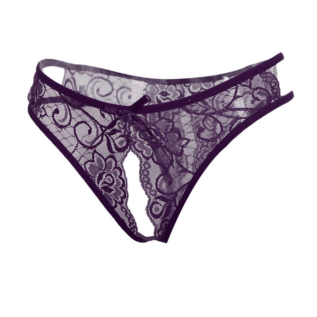 3-6pack Womens Sexy Floral Lace Thong Underwear Crotchless Panties Lingerie