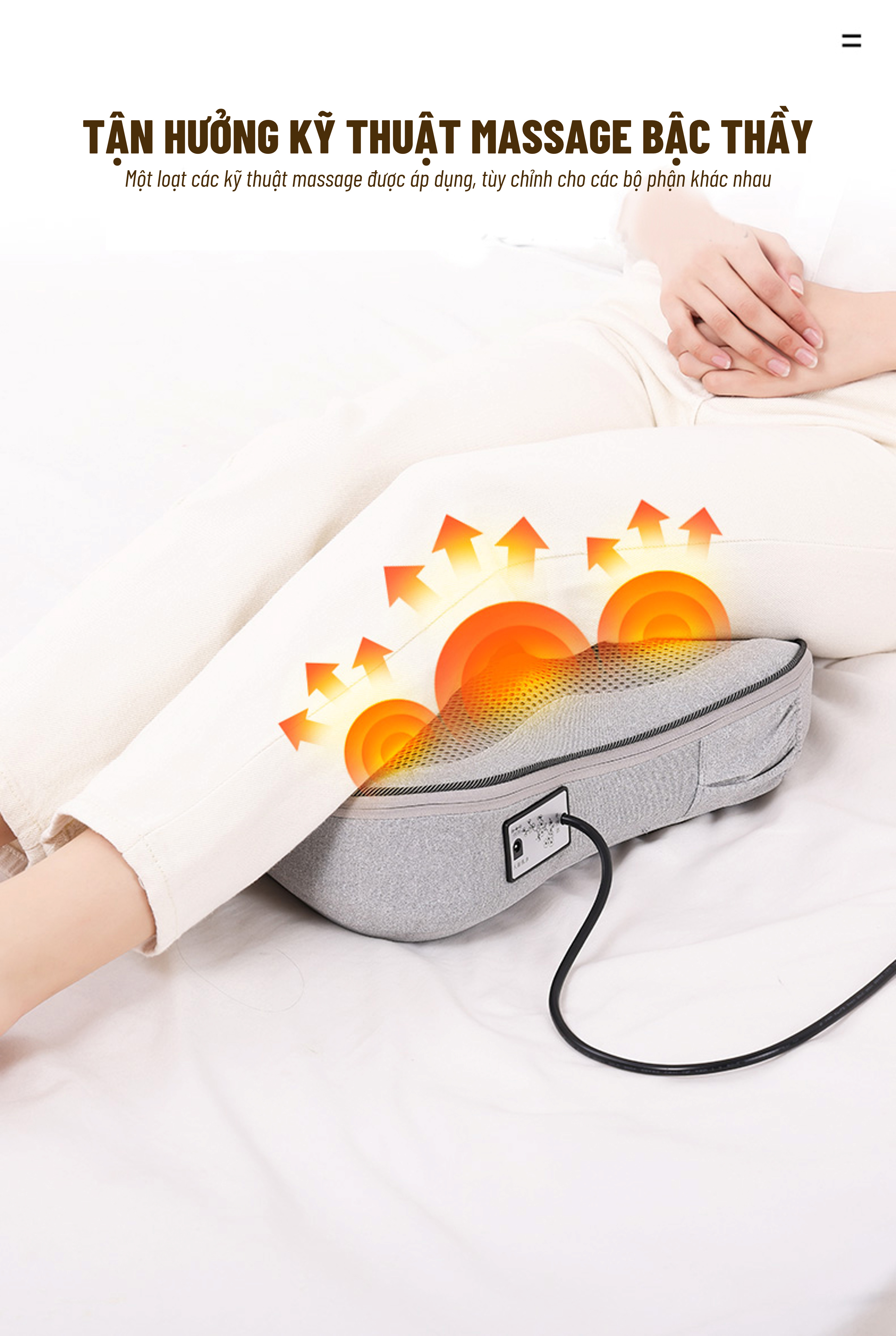 Gối Massage Hồng Ngoại đèn led 7 màu MODEL 2021 - Giúp Mát Xa Vai, Cổ, Gáy, Cột Sống Lưng Đa Năng Kết Hợp Với Chế Độ Rung Và Nhiệt - Chất Liệu vải nỉ cao cấp