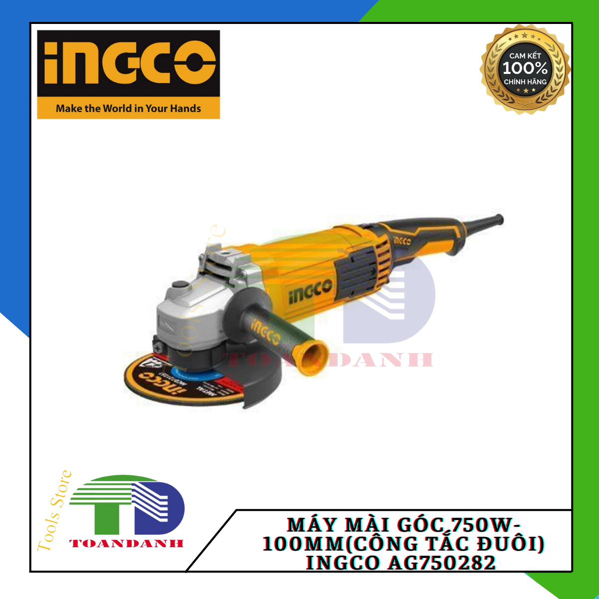 MÁY MÀI GÓC 750W-100mm(công tắc đuôi) ingco  AG750282