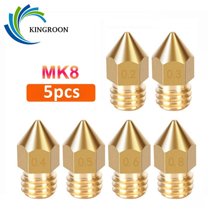 5PCS MK8 Vòi phun 0,2mm 0,4mm 0,5mm 0,6mm 0,8mm 1,0mm Máy in 3D Máy in M6 M6 Thường đồng thau 1,75mm 3 mm