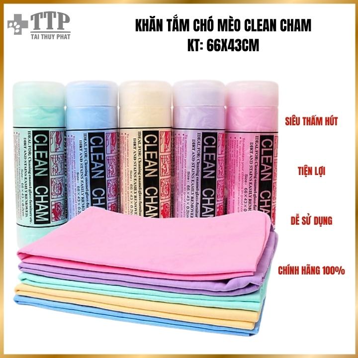 Khăn Tắm Chó Mèo Clean Cham siêu thấm hút 66x43cm - Pet Tài Thủy Phát -T039