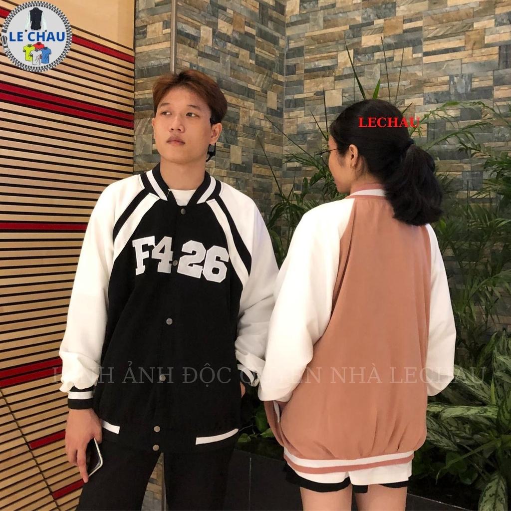 Áo Khoác Da Unisex Form Rộng F426 Bomber Jacket Nam Nữ Phong Cách Varsity Streetstyle Hottrend Chất Vải Xịn Đẹp