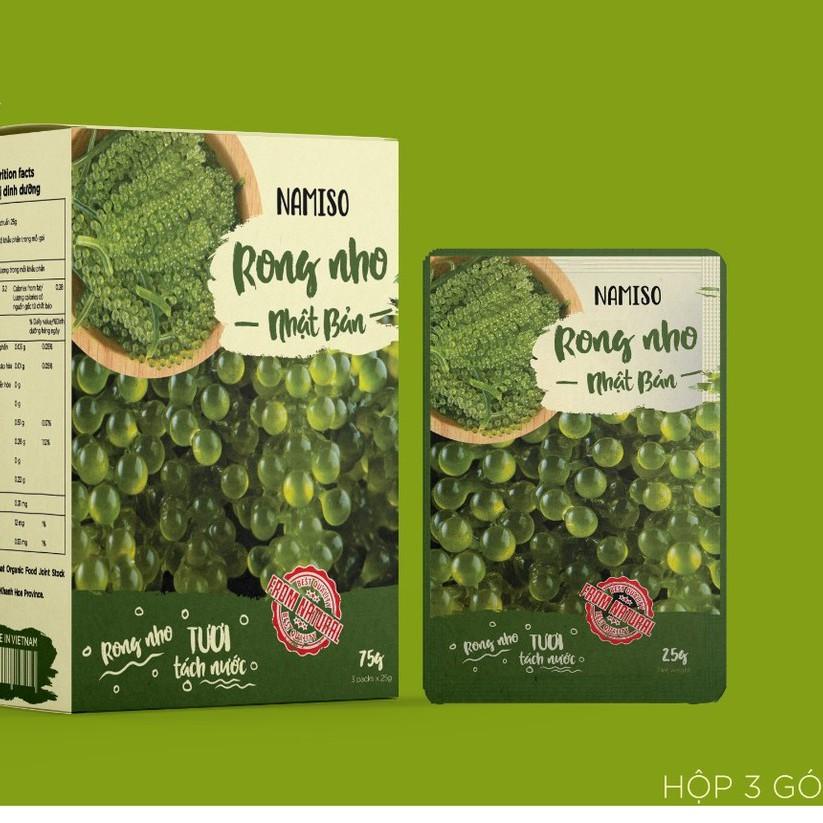 Rong nho tách nước Organic, rong nho tách nước  cao cấp hộp 3 gói