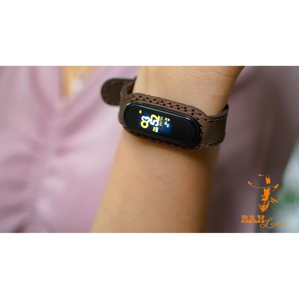 DÂY ĐỒNG HỒ DA BÒ THẬT CHO MIBAND 5 – RAM LEATHER CỰC KỲ SANG TRỌNG .