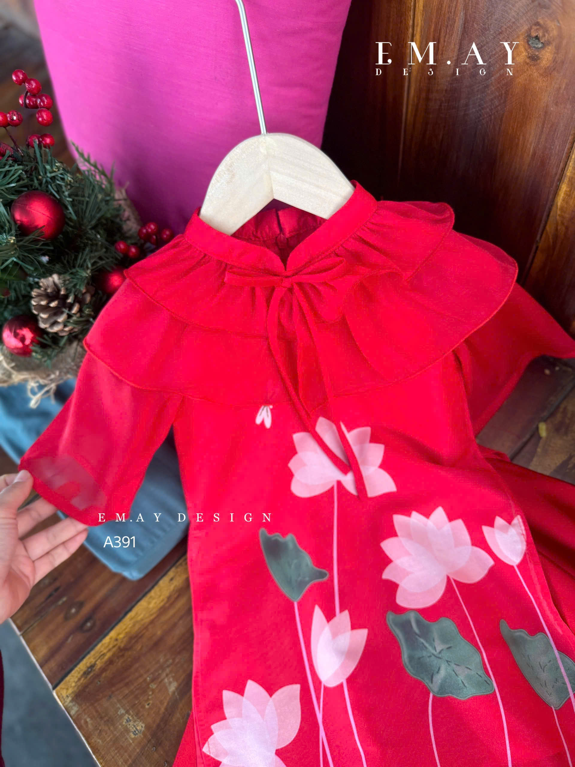 Áo dài cho bé gái mẫu Hoa mùa xuân xinh xắn tết trung thu năm mới từ 10-45kg hàng thiết kế cao cấp