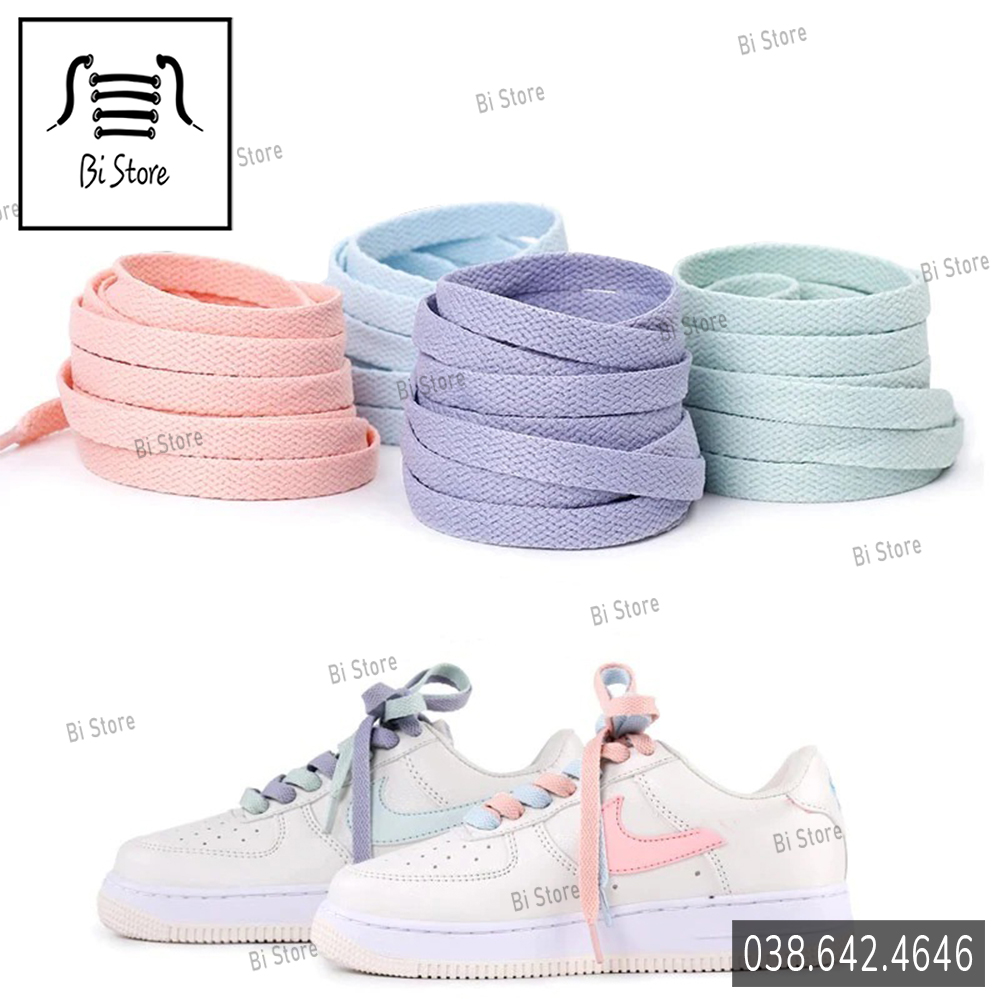 [Bảng 30 màu] Dây giày dẹt màu Pastel dành cho các loại giày thể thao / sneaker Nikee Air Forcee 1 (AF1), Jordann, Adidass, Vanss, Conversee,... [bán theo cặp