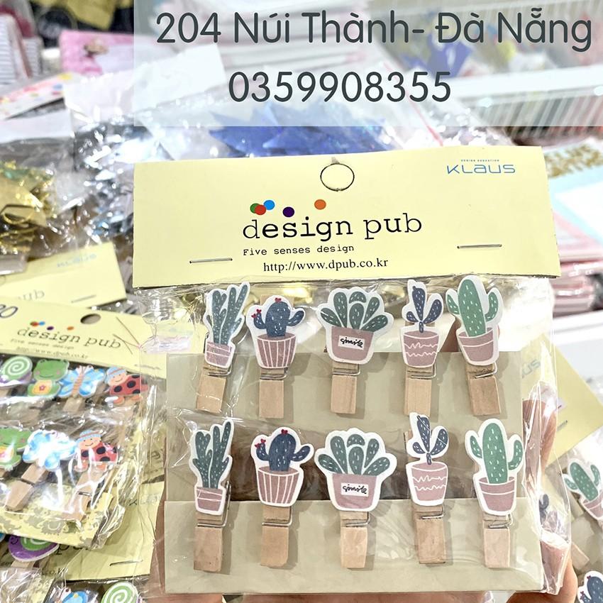 Set 10 Kẹp Gỗ Cute trang trí treo ảnh kèm 2m dây thừng