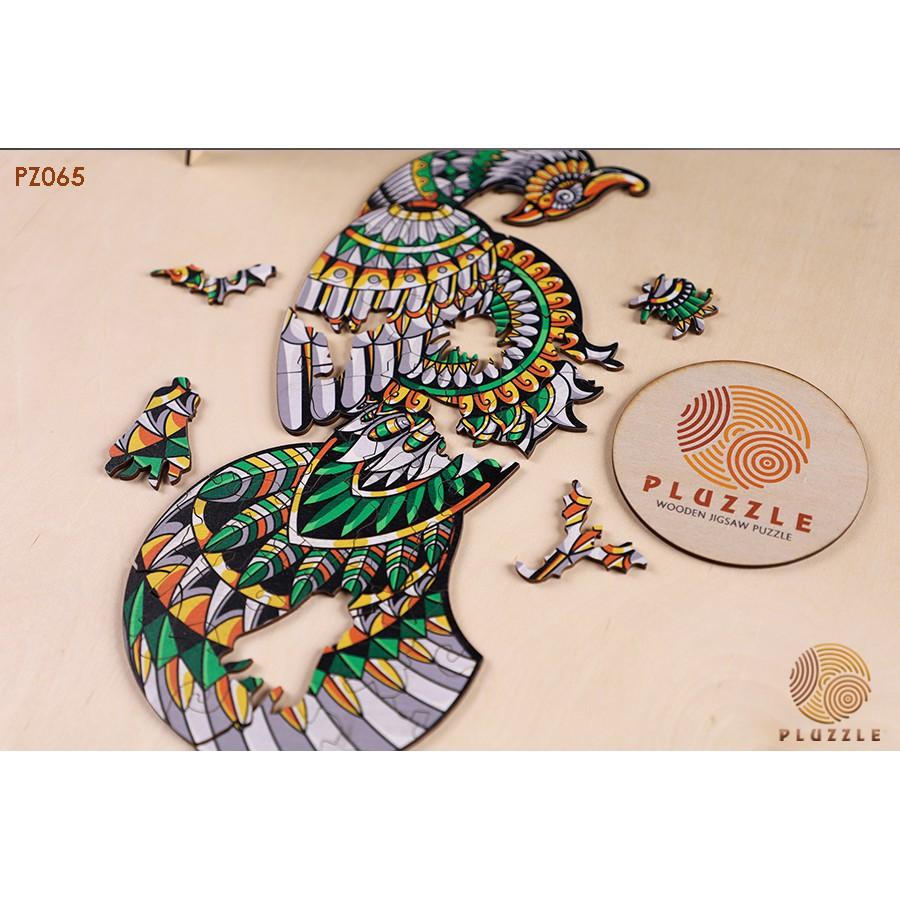 PLUZZLE Bộ xếp hình gỗ đồ chơi puzzle ghép hình con vật độc đáo - Con Công - PZ065