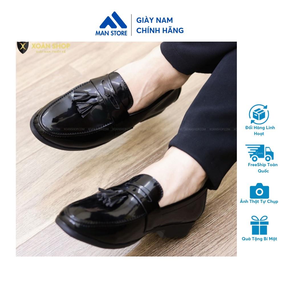 Giày Lười Da Nam Công Sở Đế Cao Su Khâu Chắc Chắn mã TM03 màu đen bóng chuông