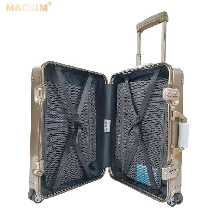 Vali hợp kim nhôm nguyên khối MS1307 Macsim cao cấp màu bạc, màu đen, màu Ti-gold 20inches