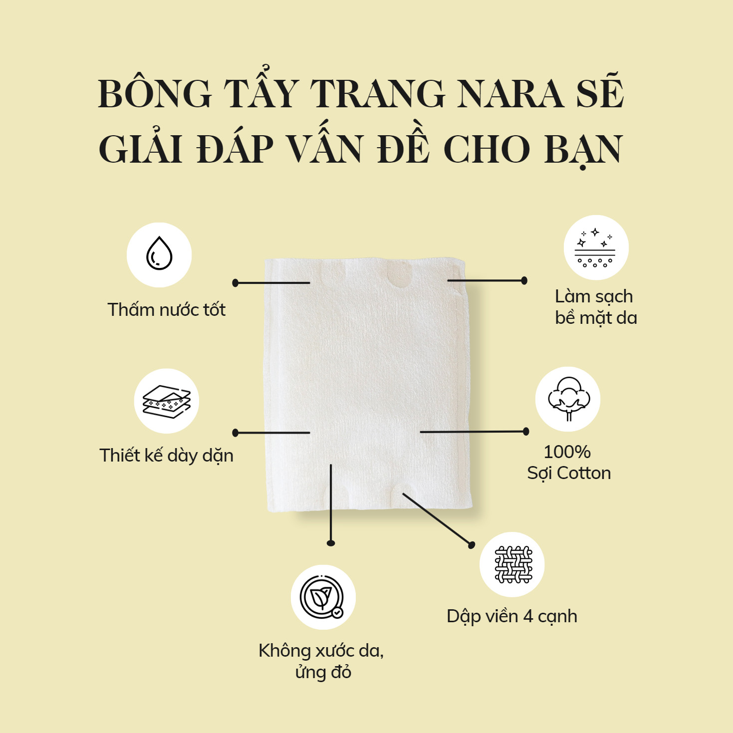 COMBO 3 Bông Tẩy Trang Cotton Pads NARA 3 Lớp 160 Miếng