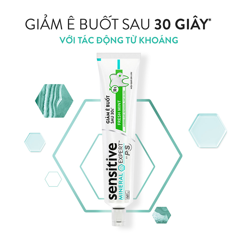 Bộ 3 Hộp Kem Đánh Răng P/S Giảm Ê Buốt Sau 30 Giây Sensitive Mineral Expert Fresh Mint Với Tác Động Từ Khoáng 100G