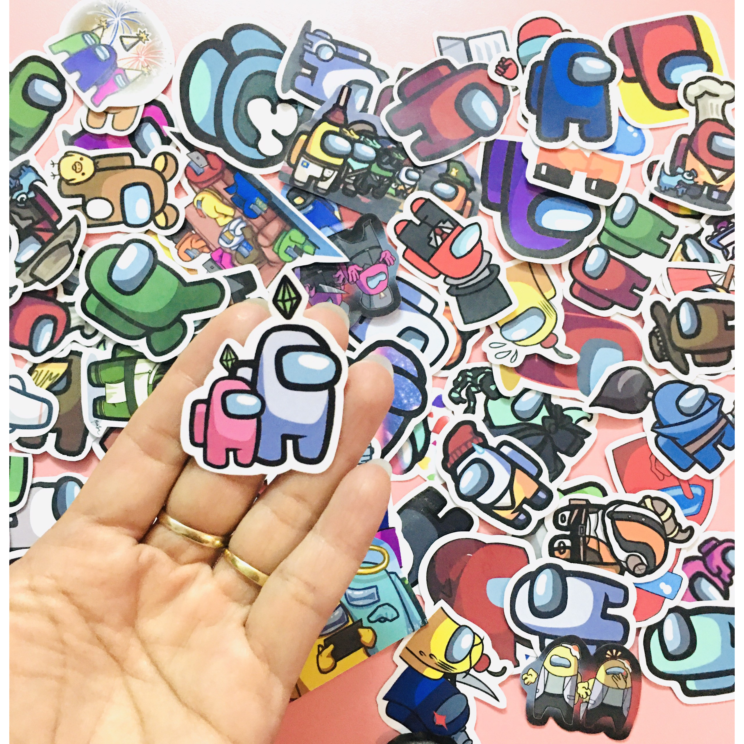 Set 100 Sticker Among Us ảnh decal hình dán ép lụa