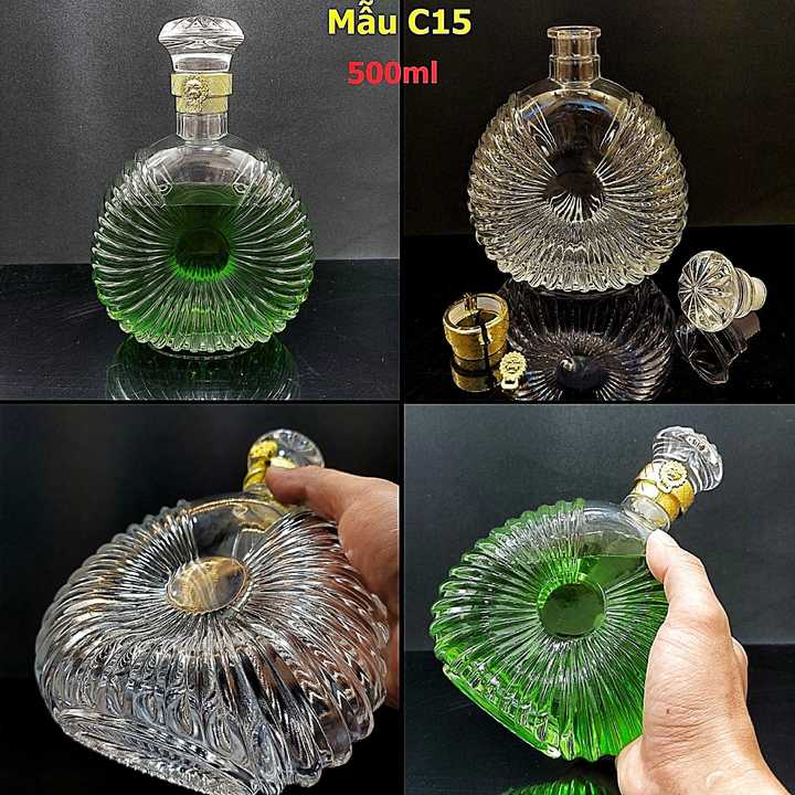 Vỏ chai thủy tinh 500ml cao cấp mẫu X-O ĐẾ VƯƠNG – chưng bàn ăn vô cùng sang trọng