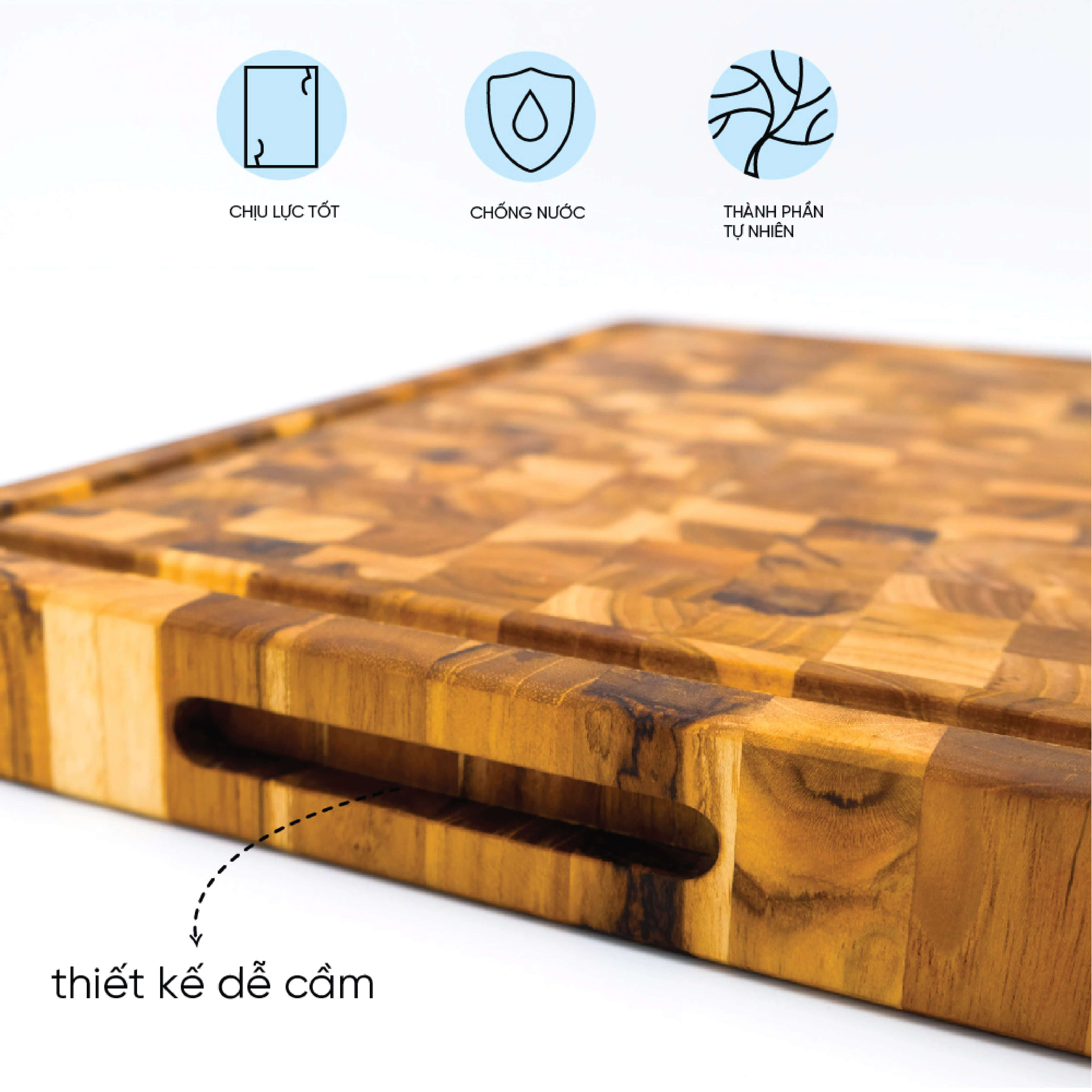 Thớt vuông gỗ Teak cao cấp cỡ lớn - KT07