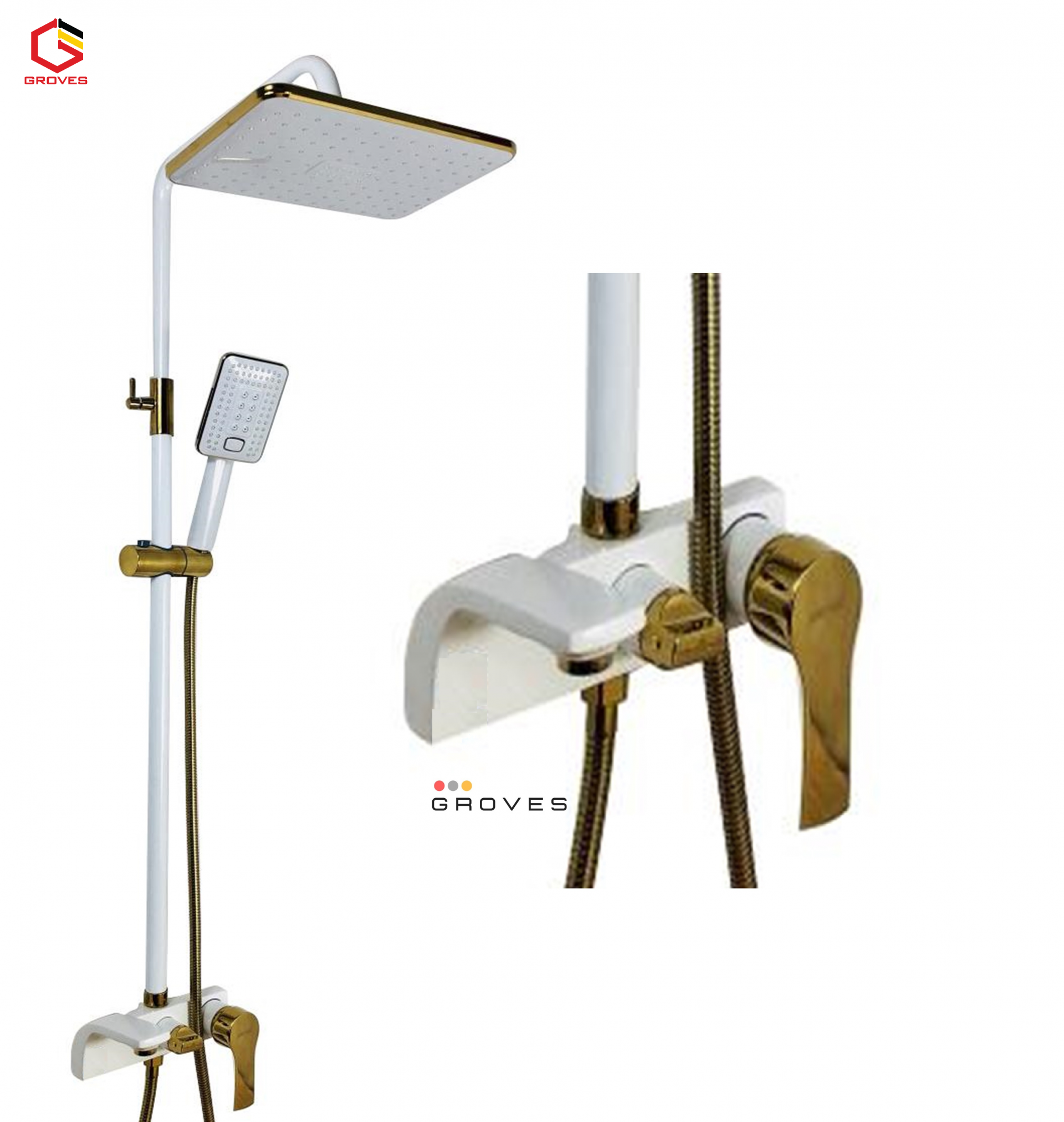 Sen cây tắm nóng lạnh trắng ánh vàng GS6607T, đẹp sang trọng quý phải, bền bỉ với thời gian