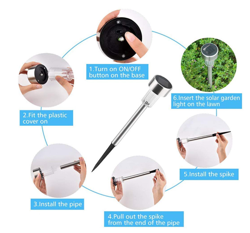 Bộ 20 ĐÈN LED TRANG TRÍ SÂN VƯỜN SỬ DỤNG NĂNG LƯỢNG MẶT TRỜI SUS304