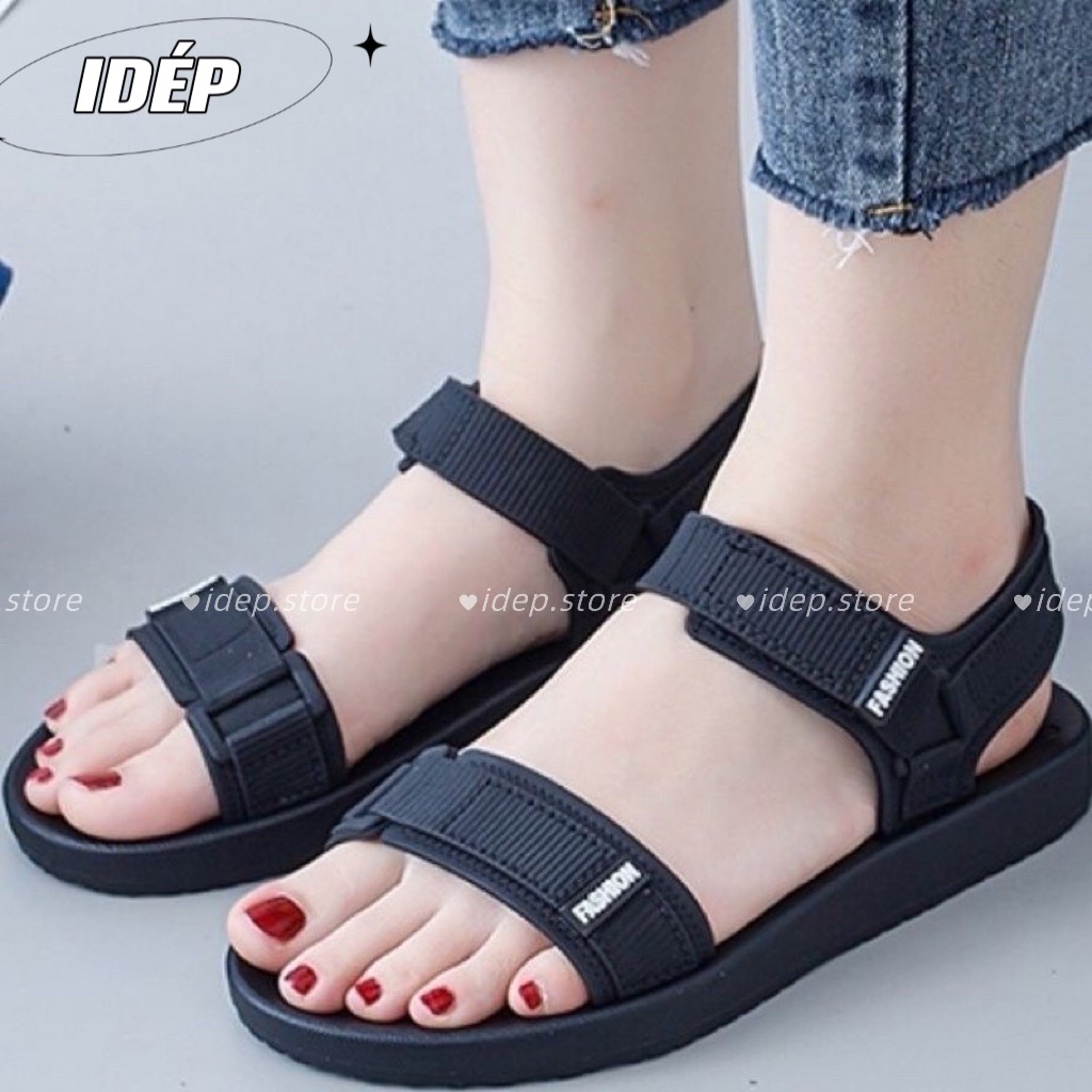 Giày sandal nhựa dẻonữ 2 quai ngang chất cao su đi mưa đi học đi biển chống trơn trượt iDÉP-GL062