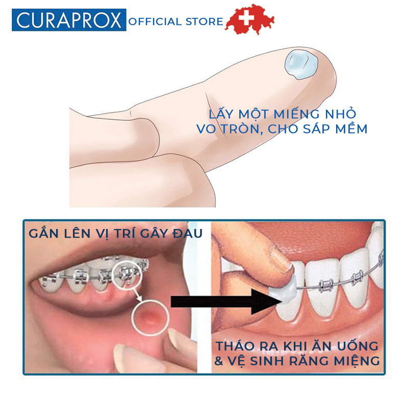 Hộp 7 thanh sáp chỉnh nha mùi bạc hà Curaprox Ortho Wax