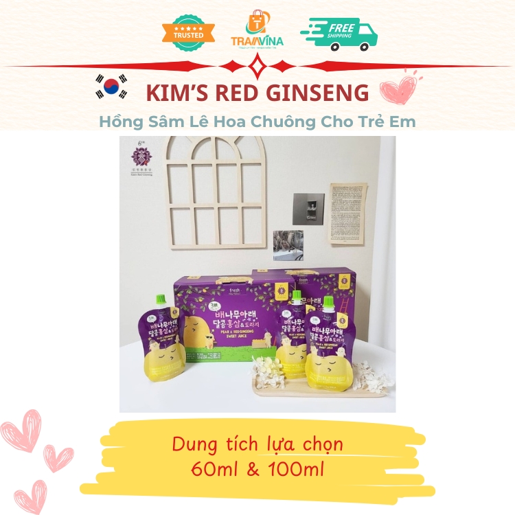 Hồng Sâm Lê Hoa Chuông Cho Trẻ Em Kim's Red Ginseng (60ml - 100ml)