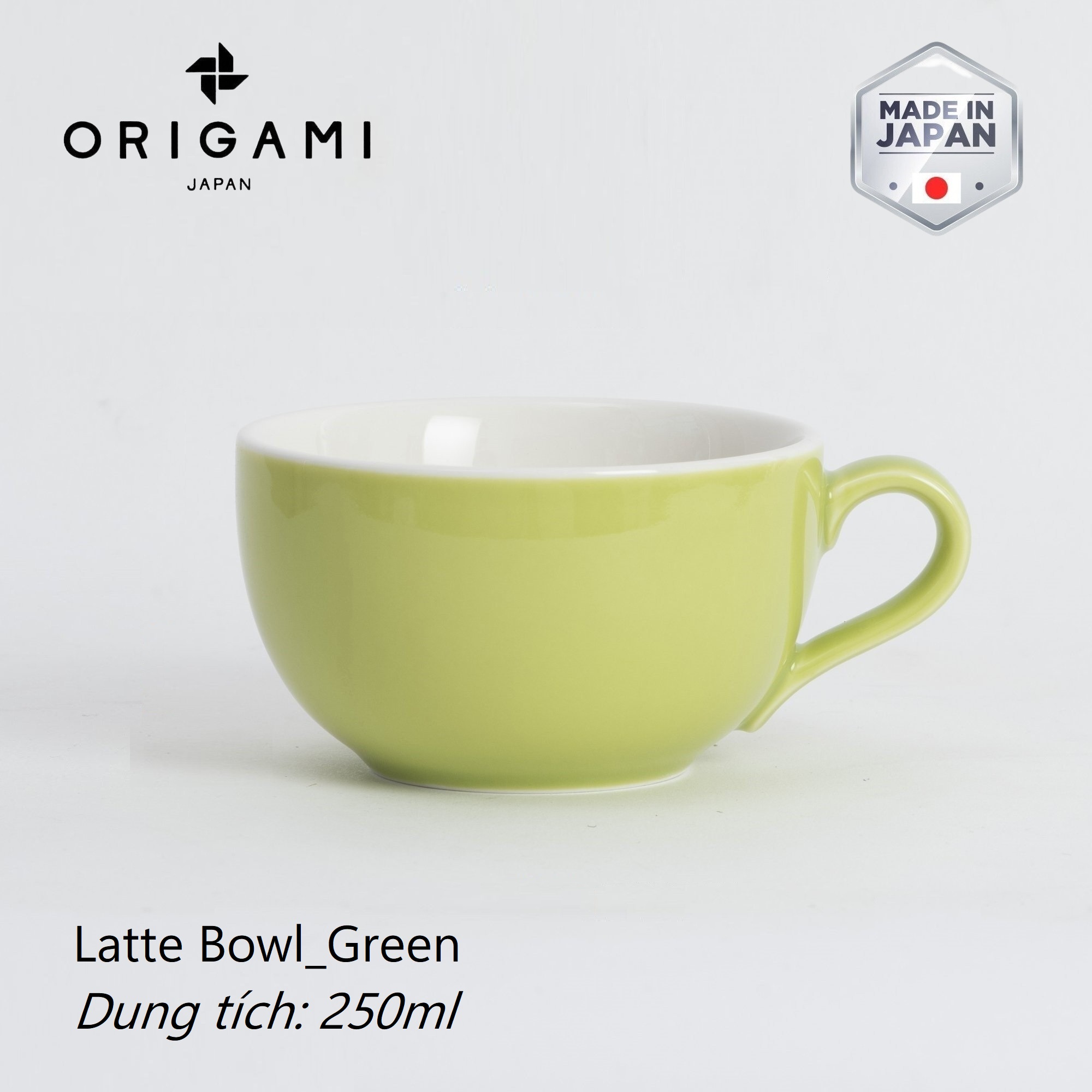 Ly Sứ Origami Latte Bowl 250Ml Uống Trà Cà Phê - Green