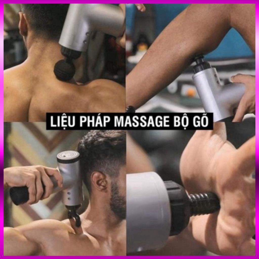 Súng Massage Cầm Tay, Máy Đầm Lưng Cầm Tay 4 Đầu 6 Chế Độ - Giảm Đau Căng Cơ, Trị Nhức Mỏi Vai Gáy, Thoái Hóa Khớp