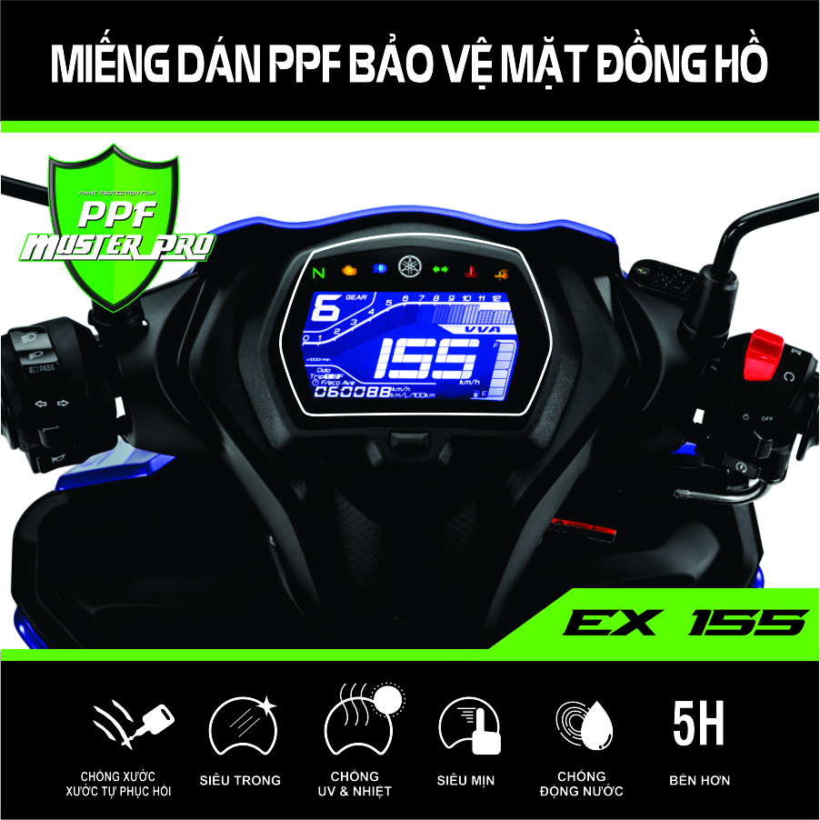 Miếng Dán PPF Bảo Vệ Mặt Đồng Hồ Xe Exciter 155 | Chất Liệu Film PPF