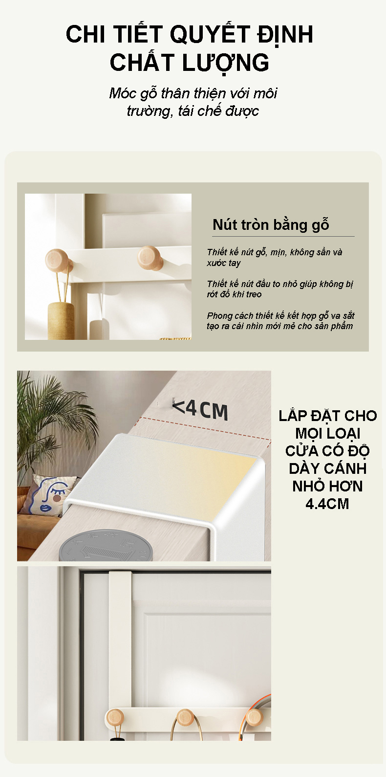 Giá treo Dola Home móc cửa, mốc vách ngăn để túi xách, quần áo, tai nghe kim loại sơn cao cấp