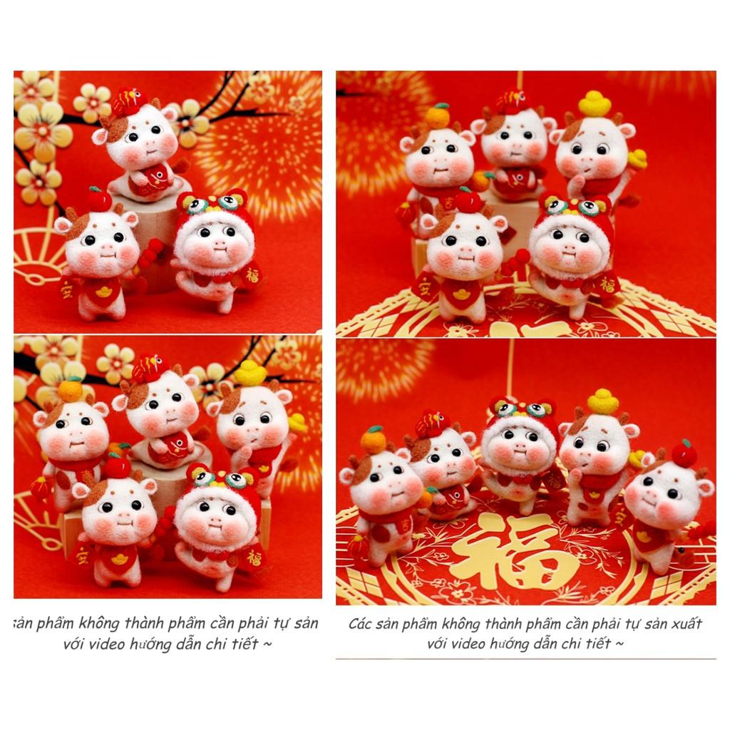 Bộ len chọc cho mùa tết Trâu Thần Tài có hướng dẫn video
