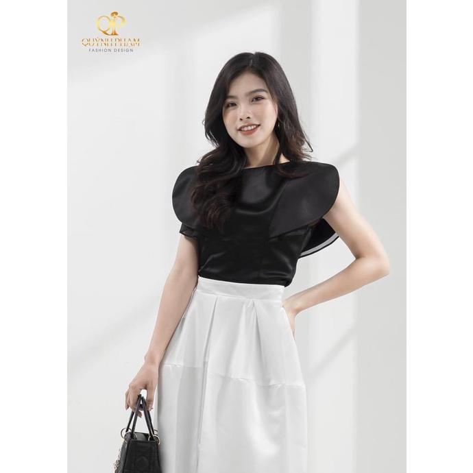 Set đầm cách điệu tay áo cánh hoa phối chân váy xếp ly