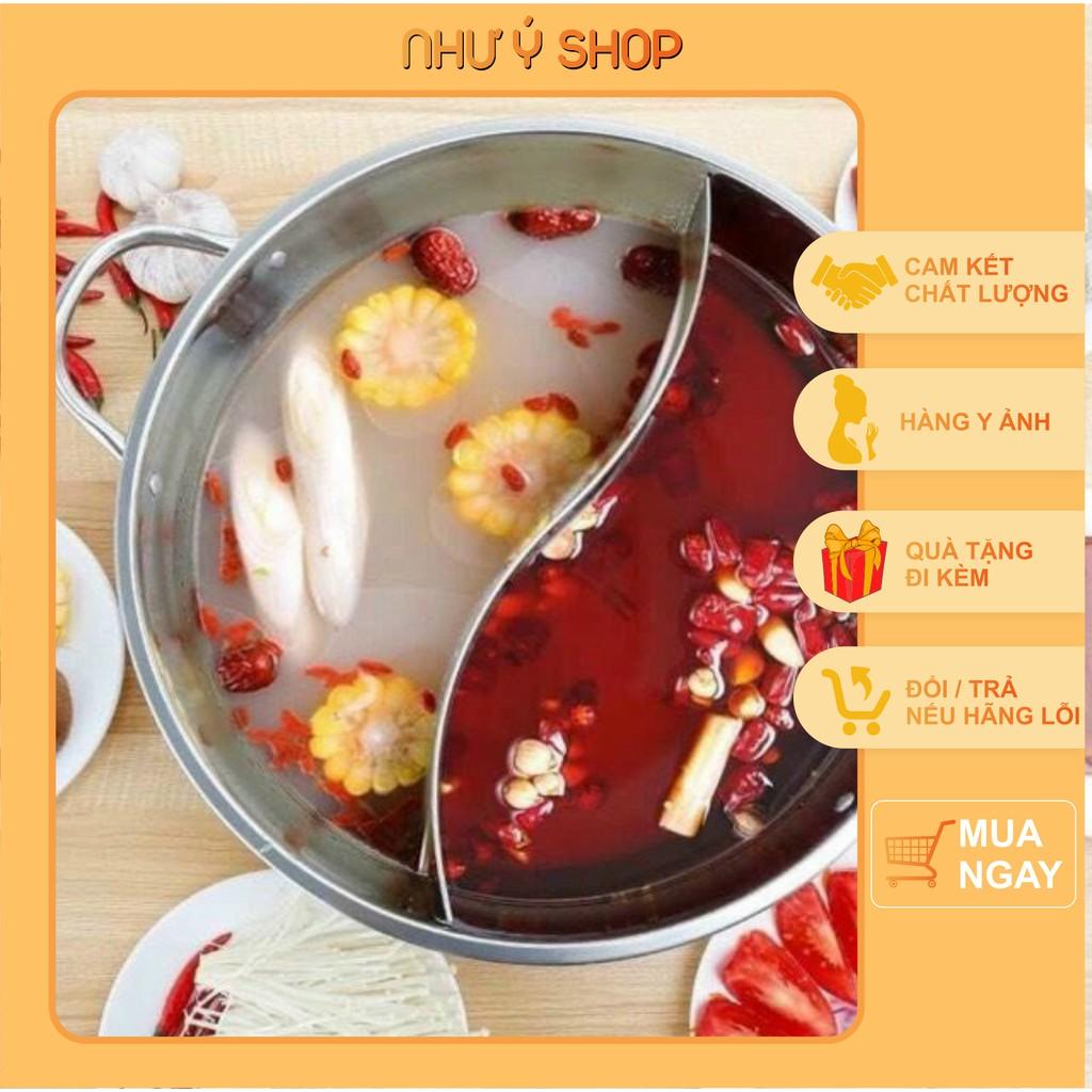 Nồi Lẩu Inox 2 Ngăn Vung Kính